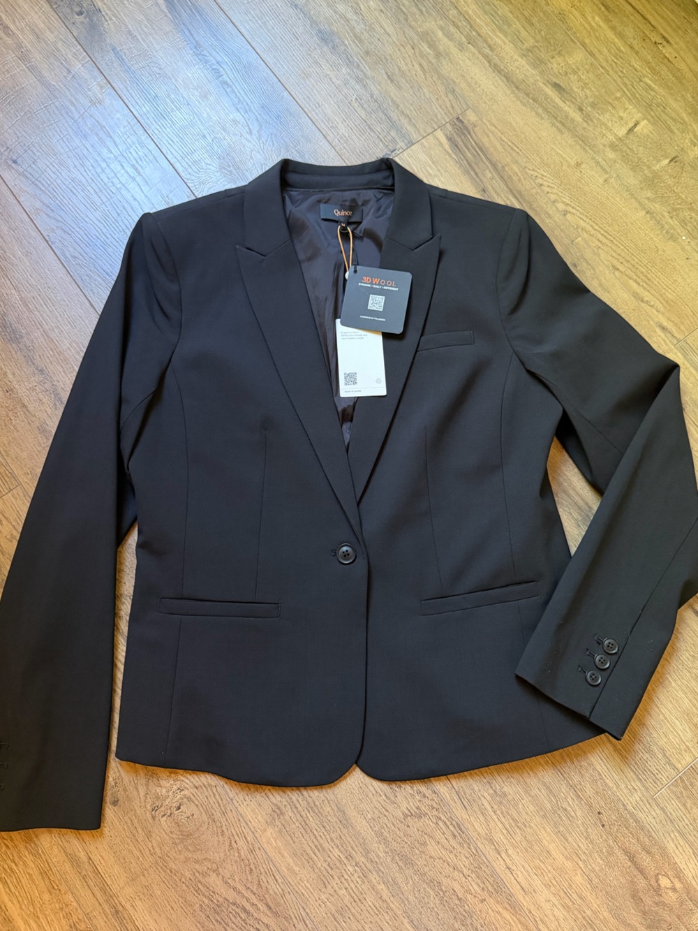Quince Italian Wool Tailored Blazer Black M